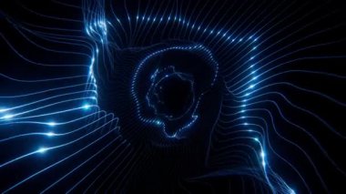 Bağlı noktalar ve çizgiler döngü hareketli fütüristik arkaplan dalgası