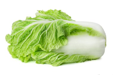 Beyaz arka planda izole edilmiş taze Çin lahanası. Pişirmek için sebze içerir.