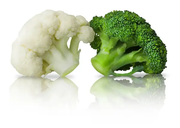 Brócoli Fresco Sano Coliflor Aislados Sobre Fondo Blanco Ingredientes Verduras — Foto de Stock