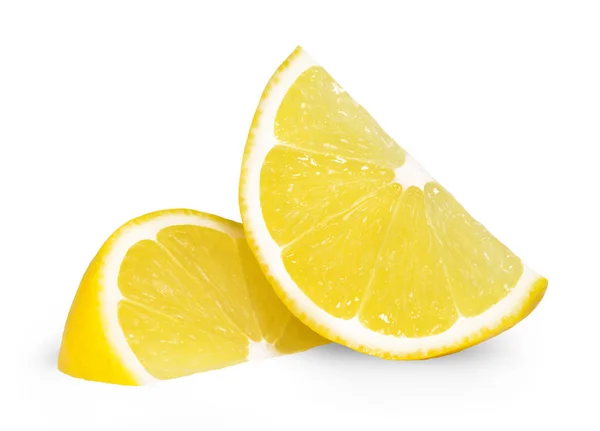 Juicy Fresh Yellow Lemon Slices Isolated White — Stock Photo, Image