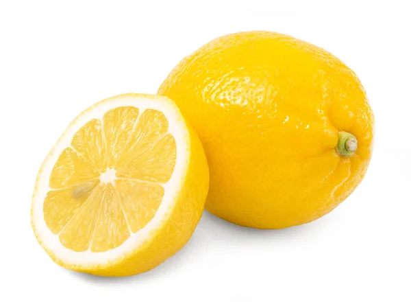 Juicy Fragante Limón Amarillo Rodaja Limón Aislado Blanco — Foto de Stock