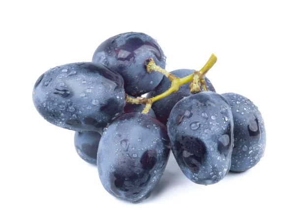 Bunch Ripe Dark Blue Grapes Isolated White Background Fresh Fruits — Stock Photo, Image