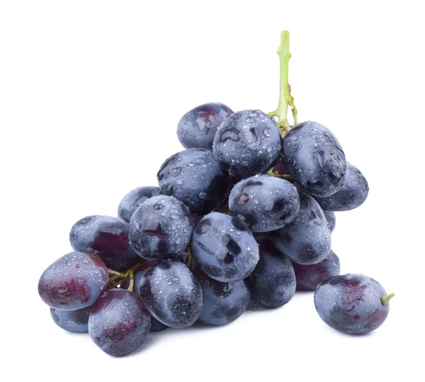 Bunch Ripe Dark Blue Grapes Isolated White Background Fresh Fruits — Stock Photo, Image