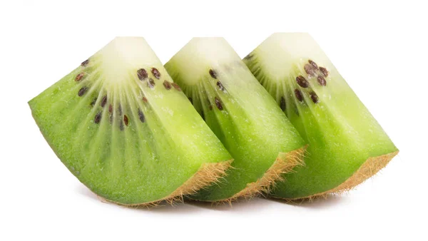 Jugosas Rodajas Kiwi Aisladas Sobre Fondo Blanco Frutas Frescas —  Fotos de Stock