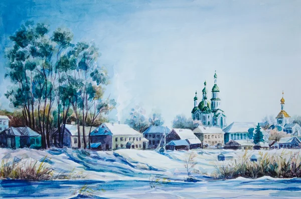 Vinter småstad — Stockfoto