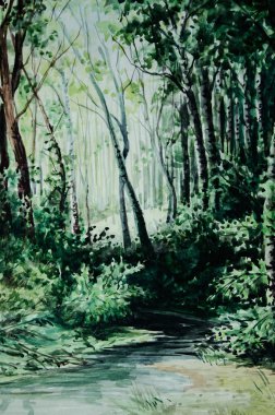 suluboya resim huş grove