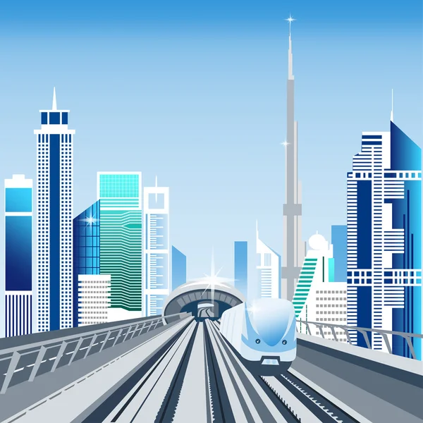 Dubai metro sistema de transporte — Vector de stock