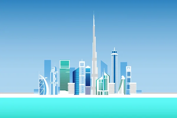 Dubai város nevezetességek — Stock Vector