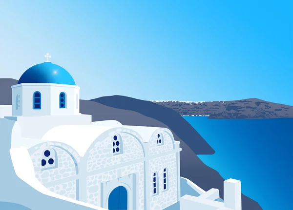 Chiesa greco-ortodossa sull'isola di Santorini — Vettoriale Stock