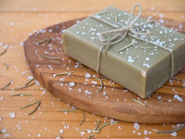 Jüt halat zeytin ağacı dokulu yönetim kurulu ile bağlı sabun bar 