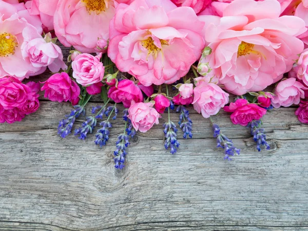 バラとラベンダーの花束 — ストック写真