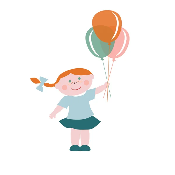 Liten flicka med ballonger — Stock vektor