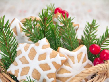 Sepet closeup yıldız Noel kurabiyeleri