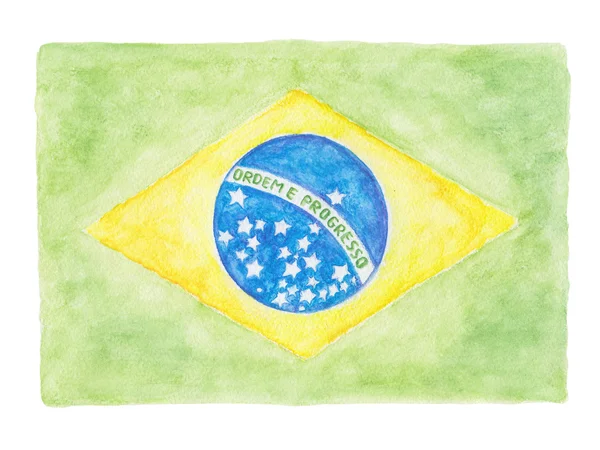 Brazil flag watercolor pencils painting — Stock Photo, Image