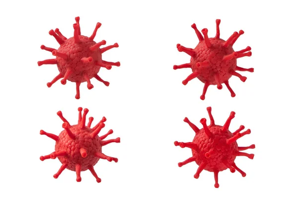 四个考拉韦氏细胞在白色上分离 Covid Virions 3D例证 — 图库照片
