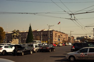 Moskova, Rusya - Mart 292016 - Yeni yıl - Moskova 'daki eski tramvay