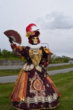 Maroon 'lu Entelektüel Barok Kadın ve Lüks Süslü Altın Nakış Hayranı.