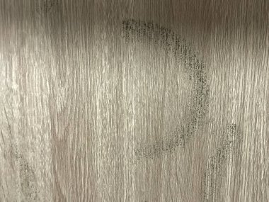 Dolabın iç duvarındaki gri-yeşil küf, odadaki yüksek nem nedeniyle tipik bir mantar belirtisi..