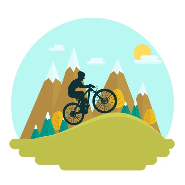 Female mountain bike rider — Stock Vector