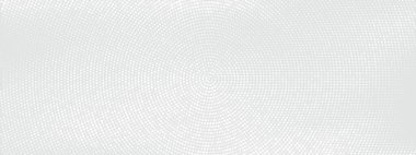 Gri soyut arkaplanda, eş merkezli dalga yapısı olan beyaz noktalı desen. Dairesel parçacıklar ve noktalar merkezden yayılarak yarım ton etkisi yaratır. Dinamik ızgara biçimine sahip vektör tasarımı.