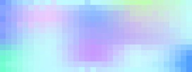 Pastel mozaik kareli pikselin gradyanı. Mavi, pembe, mor geometrik bloklar rastgele dizilmiş. Vektör soyut ızgara dokusu. Modern dijital ortam için şablon arkaplanı