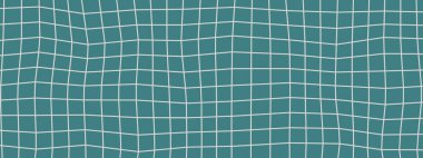 Teal ızgara şablon arkaplanı. Not defteri çizgileri dalgalı, el çizimi dama desenli kareler oluşturur. Kusursuz bir okul kağıdı. Matematik eğitimi materyalleri ve soyut tasarım için grafik sayfa şablonu.