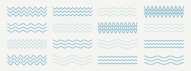 Dalgalı Dalgalı Dalgalanma Denizi Kıvrık Eğrisi Kenarlığı ve Grafiksel Elementler ve Arkaplan için Kusursuz Kıvrımsız Vuruşlar Tasarımı ile Dalga Çizgisi Kalıbı Vektörü Ayarları