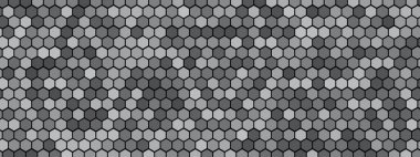Altıgen bal peteği duvar kağıdı, beyaz ve gri fayanslı, pürüzsüz mozaik. Vektör yapısı teknik olarak en düşük şebekeye sahip. Banyo, mutfak tasarımı veya fütüristik afişler için arka plan.