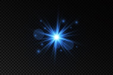 Parlak mavi ışık efekti, parlak yıldız patlaması ve koyu arkaplanda parlak ışık, büyülü tasarımlar ve dijital sanat projeleri için mükemmel..