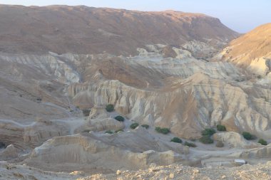 İsrail 'deki Negev Çölü' ndeki kaya oluşumlarının manzarası