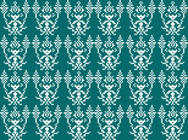 Teal ve beyaz Tayland sinh kumaşı Tayland dokuma mirasından esinlenmiş geleneksel bir geometrik çiçek motifi içerir. Tekstil basımı, moda koleksiyonları, kültürel ürünler ve etnik tarz geçmişleri için mükemmel..