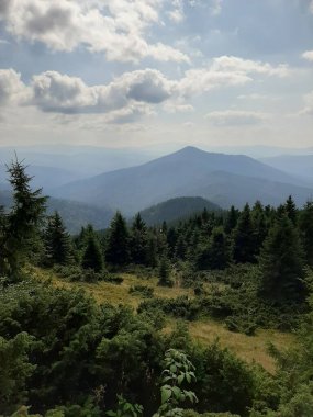 beautiful view of the mountains.and there are clouds above Goverla