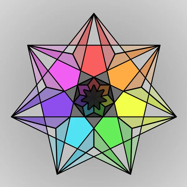 Símbolo de estrela de arco-íris geométrico colorido —  Vetores de Stock