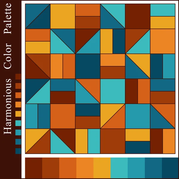 Harmonische Farbpalette Mit Geometrischem Hintergrund Aus Einfachen Blauen Braunen Orangen — Stockvektor