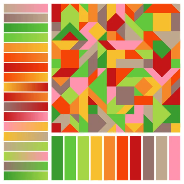 Motif Géométrique Abstrait Sans Couture Avec Brun Vert Orange Rouge — Image vectorielle