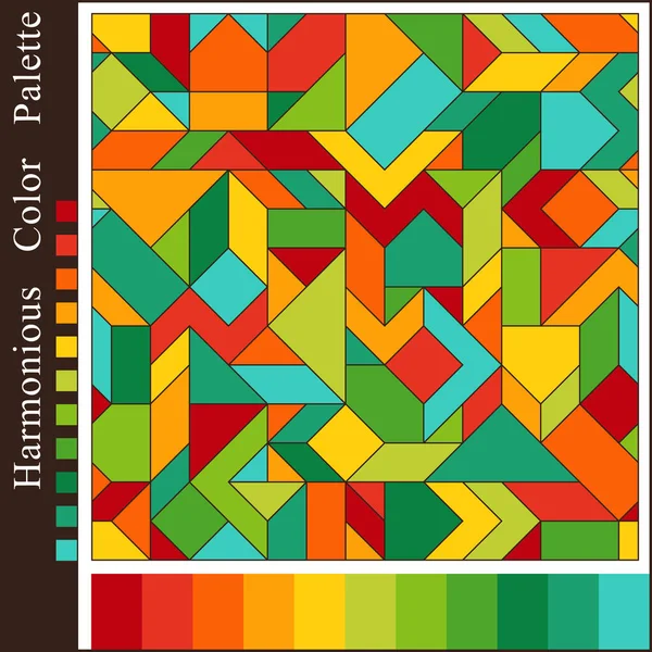 Geometrik Kompozisyonlu Parlak Uyumlu Renk Paleti Kahverengi Yeşil Turuncu Kırmızı — Stok Vektör