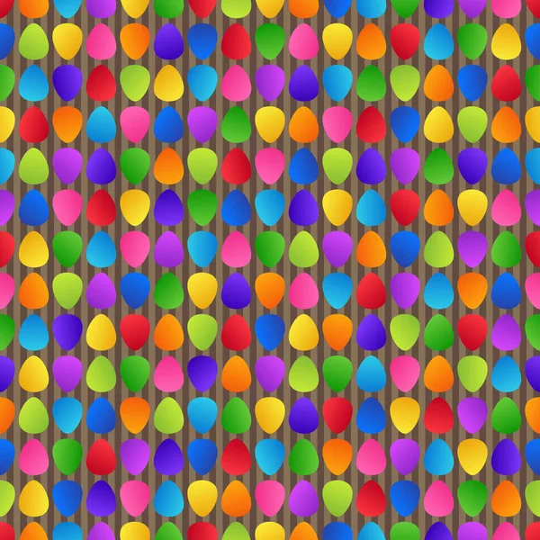 明るい抽象カラフルな虹の数字のシームレスなパターン包装 パック紙 包装紙のための縞状の茶色の背景に楕円形 色違いの図からの継続的なグラフィック背景 — ストックベクタ