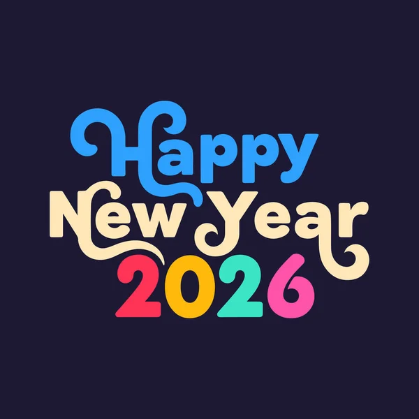 Mutlu yıllar 2026 modern renkli tipografi logosu illüstrasyon, poster, afiş, tebrik kartı. Yeni yılı kutlayan metin.