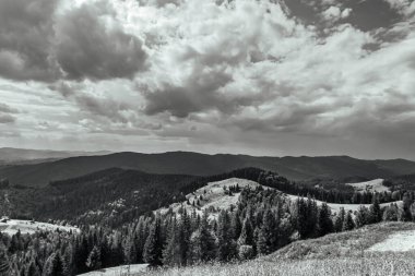 beautiful mountains landscape, black and white photo