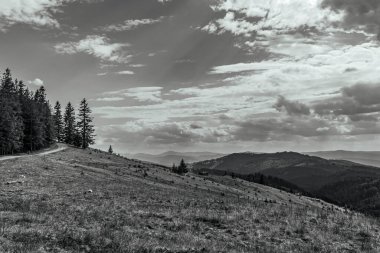 beautiful landscape with black and white clouds