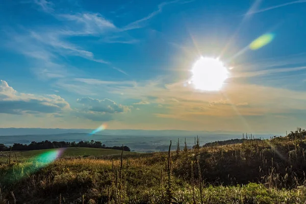 sunset in the mountains of the carpathian in the autumn. a beautiful view