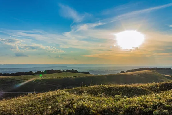 view of the hills from the hill of tuscany, italy