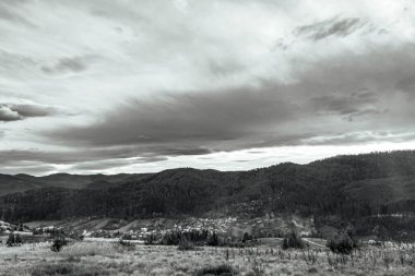 beautiful mountain range in black and white