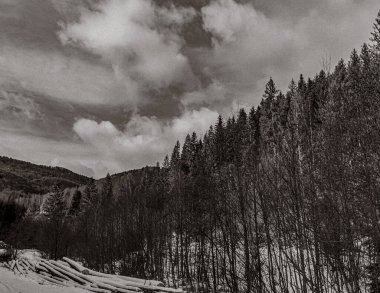 Dağlarda kış manzarası