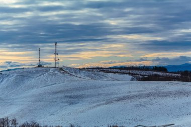 Karla kaplı ağaçlarla kaplı kış manzarası