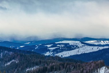 winter landscape. the mountain range covered with snow and snow