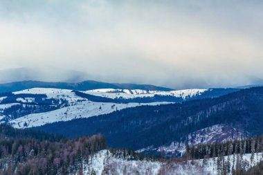 Karpatlar 'da kış dağları.