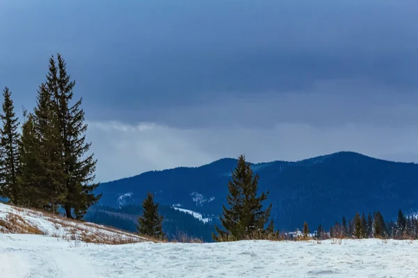 Karlı dağlarla kaplı kış manzarası