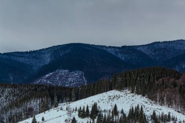 Kışın dağlarda dağ manzarası