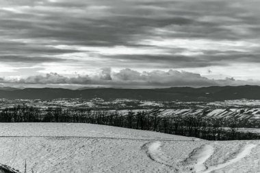 Arkasında bir dağ olan güzel bir manzara.